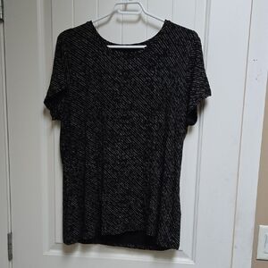 Apt. 9 Black and White Striped Short Sleeve Tee Top Shirt XL